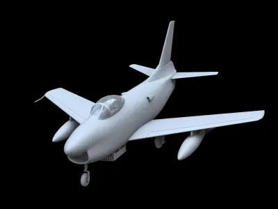 North American F-86D Sabre Dog Free low-poly 3D model