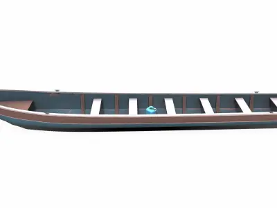 Traditional Long Boat Low-poly PBR Low-poly 3D model