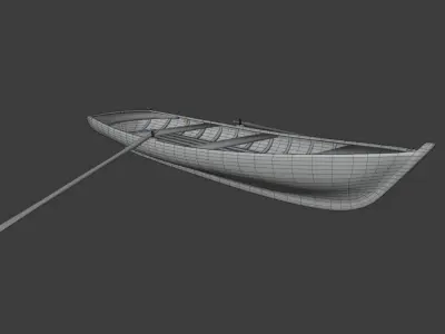 Rowboat wooden canoe 3D model