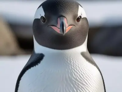 Gentoo Penguin Imperator Black White Bird Orange Beak Snow Low-poly 3D model