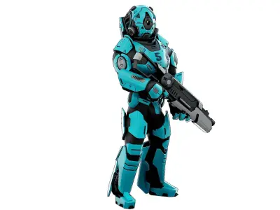 CYBORG SOLDIER RX-800 Rigged for Unreal Engine - Unity - MIXAMO 3D model
