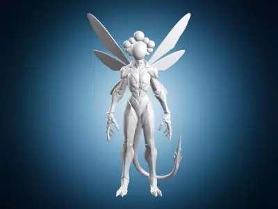 Alien Insect Queen With Wings Sci Fi Creature Miniature 3D print model