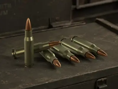 Military Ammo Cartridge Set - Realistic Bullet 3D Model Low-poly 3D model