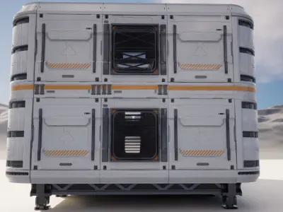 SCIFI modules kitbash Military Base Building Kit Cyberpunk Low-poly 3D model