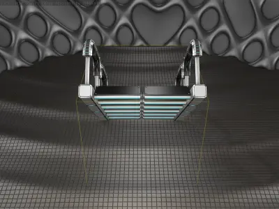 Sci-Fi Stairs - 27 - Silver Blue Neon Light Version Low-poly 3D model