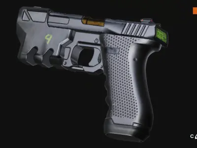 Cyberpunk Handguns Low-poly 3D model