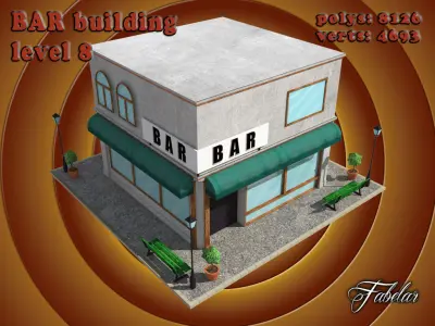 BAR level Low-poly 3D model