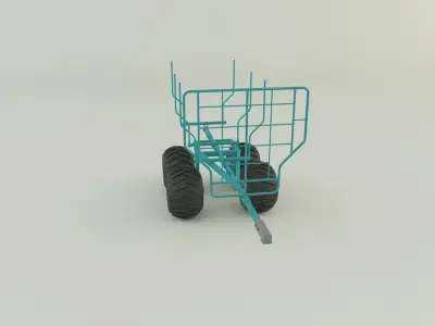 wood trailer model 3D model