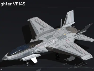 Scifi Fighter VF145 Low-poly 3D model
