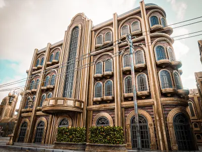 ART DECO STEAMPUNK BUILDING 01 Low-poly 3D model