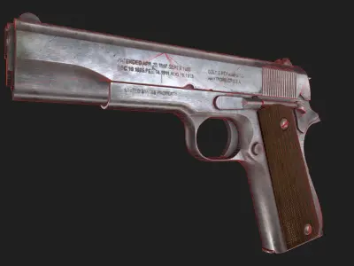 M1911 Game Ready silver gun Low-poly 3D model