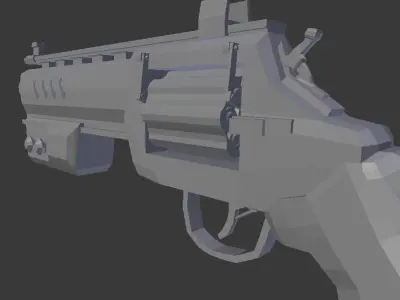 Sci-fi post-apocalyptic revolver Low-poly 3D model