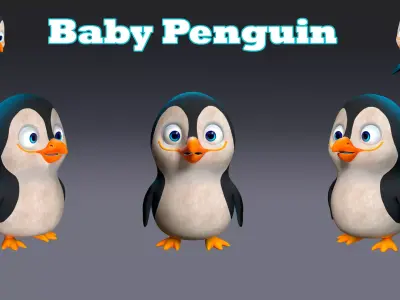 Baby Penguin Character Low-poly 3D model