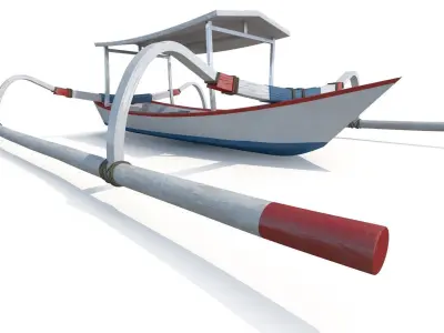 Traditional Bali Boat Jukung Low-poly 3D model