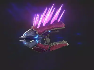 Needler futuristic weapon with lights Low-poly 3D model