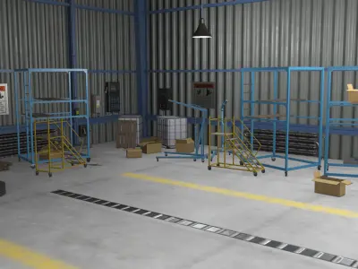 Truck Repair Workshop Interior 01 All PBR Unity UE Textures Low-poly 3D model