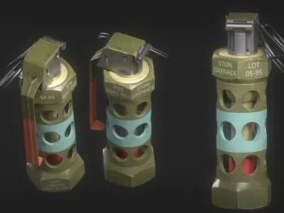 Hand Grenade Pack Game Asset Low-poly 3D model