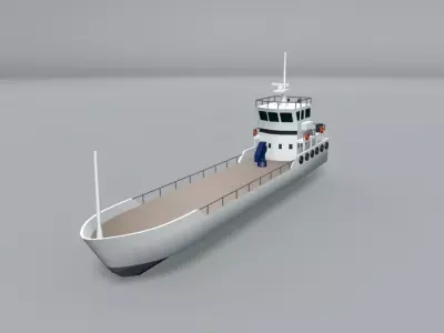 Offshore Commercial Work Boat Barge LOWEST Low-poly 3D model