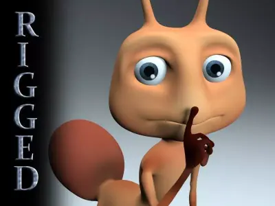 Rigged cartoon Ant character Low-poly 3D model