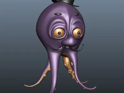 Octopus Cartoon Low-poly 3D model