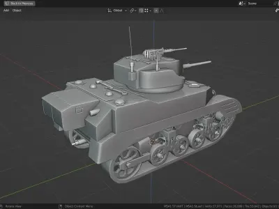 M5A1 Stuart Tank Base Mesh Low-poly 3D model