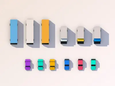 Cartoon Low Poly City Cars Pack Free low-poly 3D model