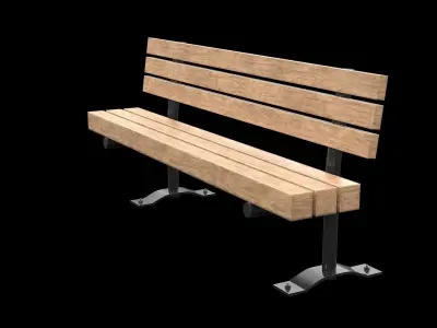 Public Bench V-08 Low-poly 3D model