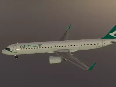 Cathay Pacific Airbus a321neo low poly 3D model Low-poly 3D model