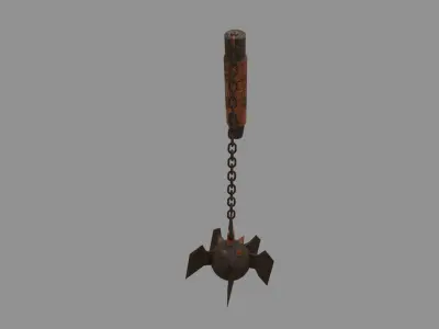flail old rusty chain with bird Low-poly 3D model