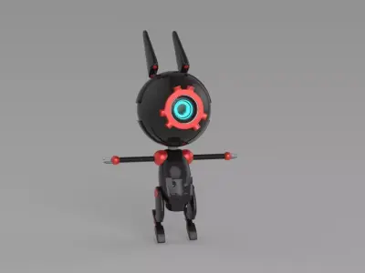 ROBOT with eyes Low-poly 3D model