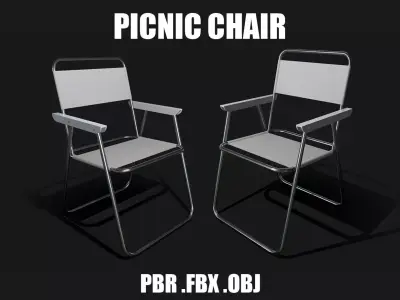 PBR Low Ploy Picnic Chair Low-poly 3D model