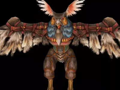 fantasy owl flying Low-poly 3D model