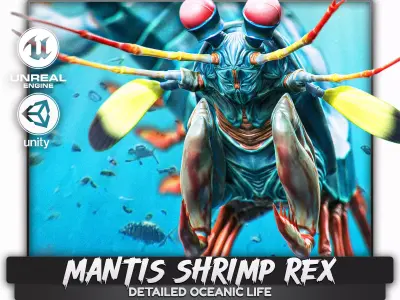 Mantis Shrimp - Rex Rainbow Peacock - Underwater Monster - 52 Low-poly 3D model