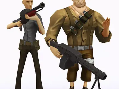 Brutal army squad pack Low-poly 3D model