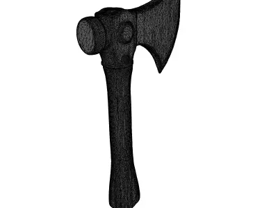Worn Wooden Axe with Steel Head 3D model