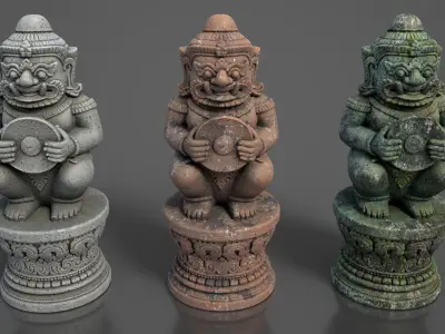 Ancient Khmer Statue14-250523 Low-poly 3D model