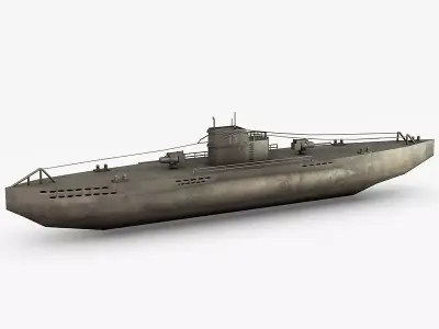 U-boat submarine Low-poly 3D model