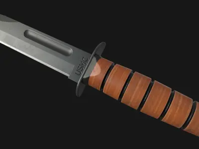 Ka-Bar USMC Knife Free low-poly 3D model