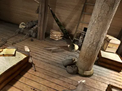 Cabin to sleep pirate ship 3D model