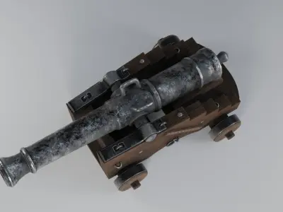 Game-ready Vessel cannon Low-poly 3D model