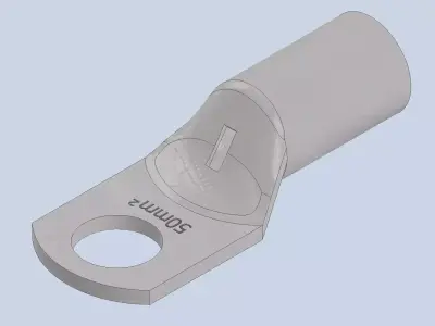 Copper tubular terminal 50mm 3D model