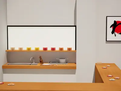 Sushi restaurant isometric Low-poly 3D model