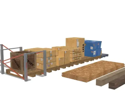 Warehouse props Low-poly 3D model