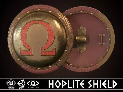 Hoplite Shield Omega Low-poly 3D model