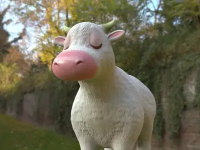 White Cow cartoon Low-poly 3D model