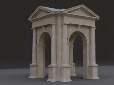 Arched portico in the mas  Doric order with 3 4 columns Low-poly 3D model