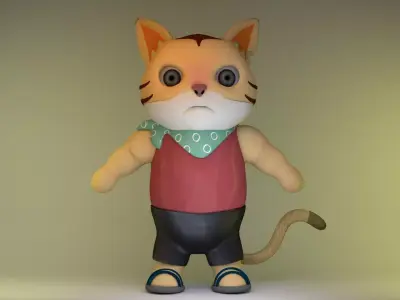 Tiger character Low-poly 3D model