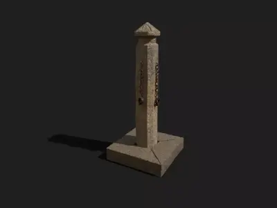 Medieval pillory wooden pole Low-poly 3D model
