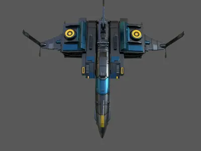 Spaceship Commander Starship combat low poly space scifi  Low-poly 3D model