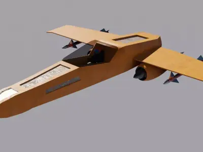 Spaceship 3D model Low-poly fighter jet Low-poly 3D model